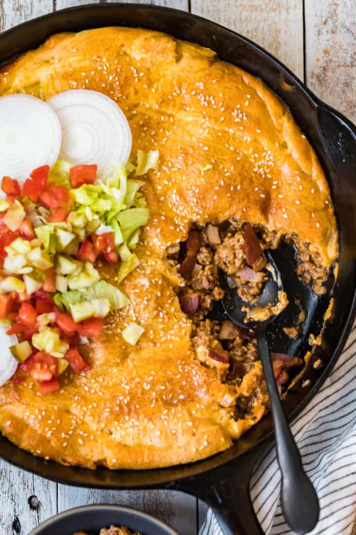 Cozy Bacon Cheeseburger Pot Pie
