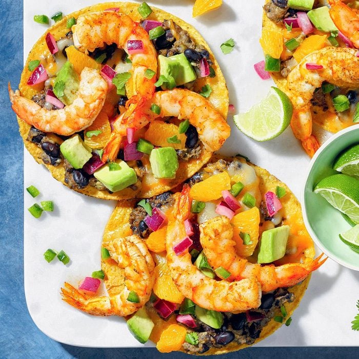 Shrimp Tostadas with Avocado Salsa