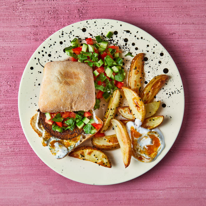 Burger With Spiced Wedges