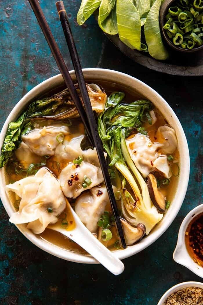 Wonton Soup with Sesame Chili Oil