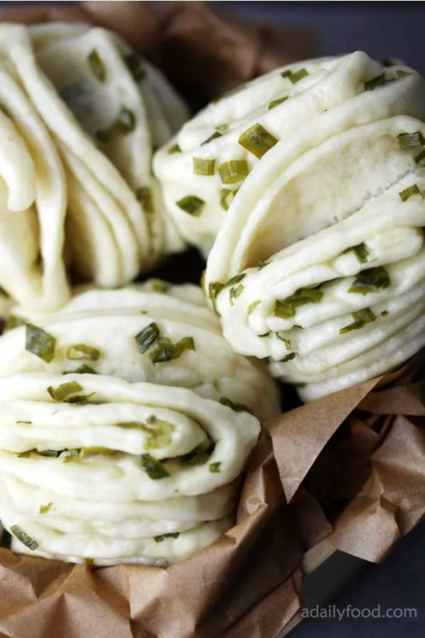 Chinese Steamed Buns with Scallions