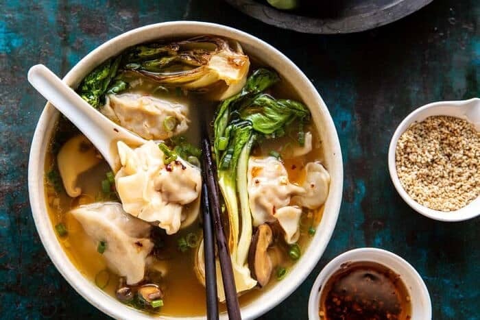Wonton Soup with Sesame Chili Oil