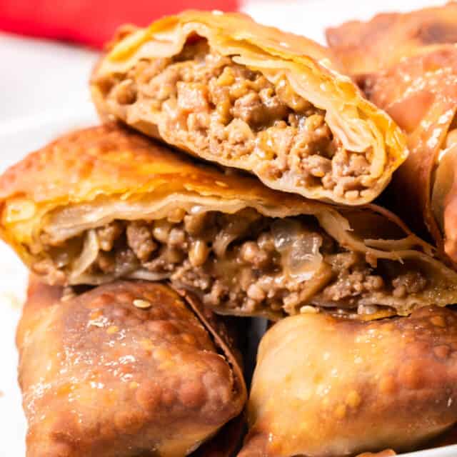 AIR FRYER CHEESEBURGER EGG ROLLS