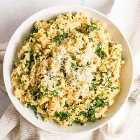 BROWN RICE WITH SPINACH AND PARMESAN CHEESE
