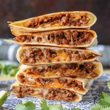 CHEESY GROUND BEEF QUESADILLAS