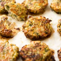 Cheesy Chicken Mince Fritters with Broccoli