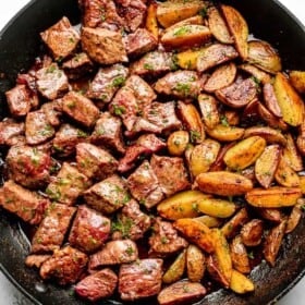 Skillet Steak Bites and Potatoes