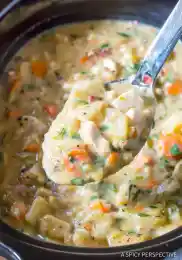 Healthy Crockpot Potato Soup with Chicken