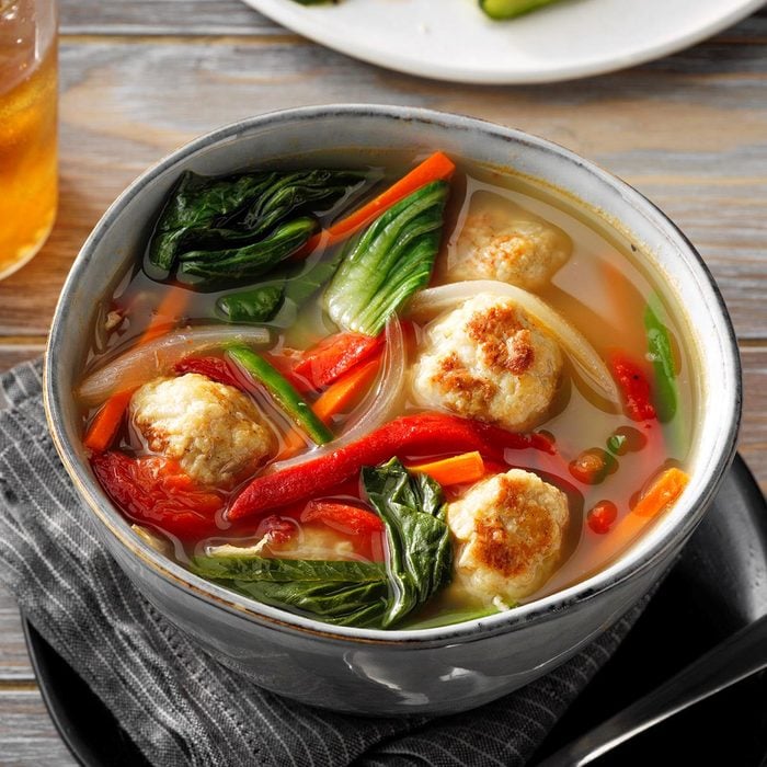 Chicken Meatball Soup with Bok Choy