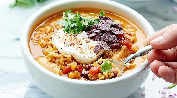 One Pot Mexican Chicken and Rice Soup