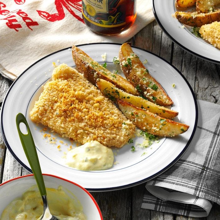 Oven-Fried Fish and Chips