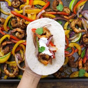 Sheet Pan Baked Shrimp Fajitas