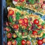 Mediterranean-style baked grouper with tomatoes and olives
